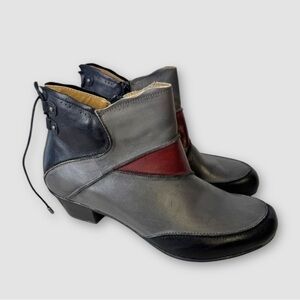 Aetrex Lagenlook Colorblock Leather Arch Support Comfort Ankle Boots Size 9M